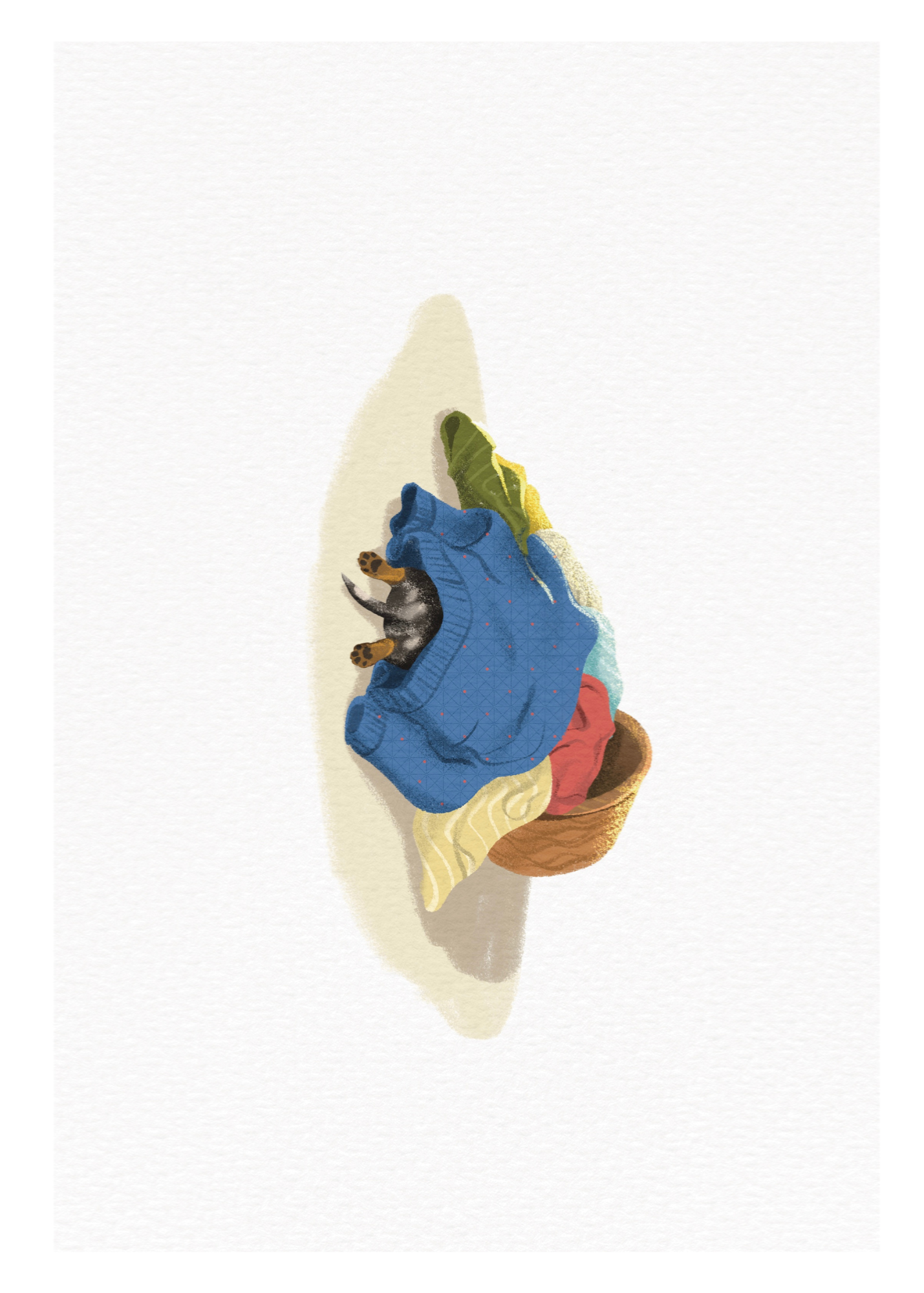 Louie Bean Art Print — Laundry Day Mischief