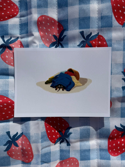 Louie Bean Art Print — Laundry Day Mischief